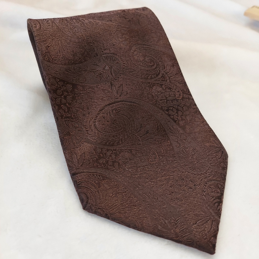 CAMPIA MODA Men's 100% Silk 58 " x 4" Necktie Designer PAISLEY Dark Brown